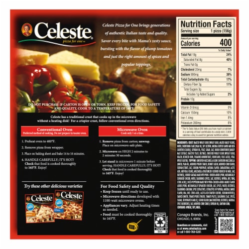 Celeste Sausage & Pepperoni Frozen Pizza for One Perspective: back