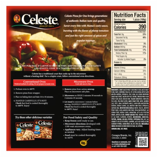 Celeste Suprema Pizza For One Individual Microwavable Frozen Pizza Perspective: back