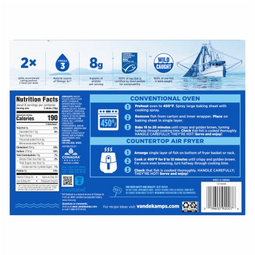 Van De Kamp's Jumbo Frozen Fish Sticks Perspective: back