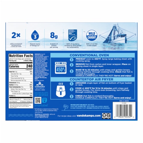 Van De Kamp's Crunchy Breaded 100% Whole Fish Fillets Frozen Perspective: back