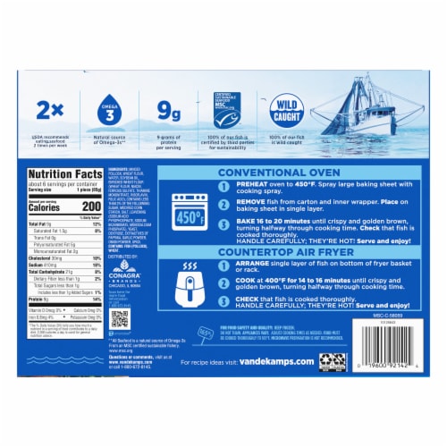 Van De Kamp's Crunchy Breaded Fish Sandwich Fillets Frozen Perspective: back