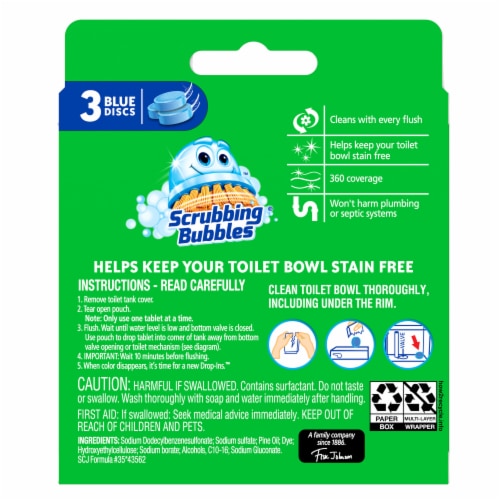 Scrubbing Bubbles Drop-Ins Continuous Clean Blue Discs Perspective: back