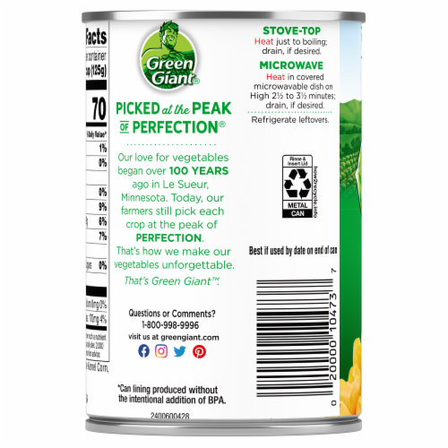 Green Giant Whole Kernel Sweet Corn Perspective: back