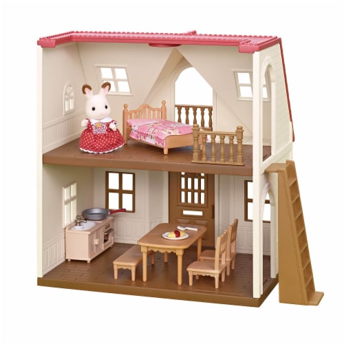 Calico Critters Red Roof Cozy Cottage Doll Set Perspective: back