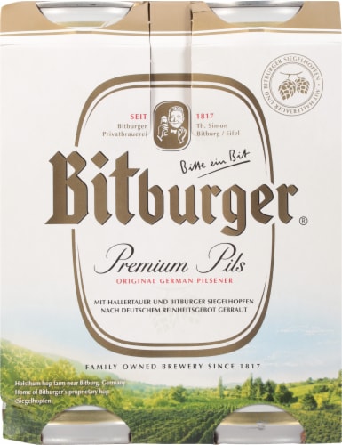 Bitburger Premium Pils Imported Beer 4 Pack Cans Perspective: back