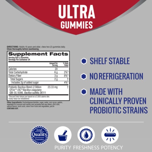 Digestive Advantage Multi-Strain Probiotic Ultra Digestive and Immune Health Gummies Perspective: back