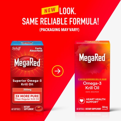 MegaRed Superior Krill Oil Omega 3 Heart Health Supplement Softgels 350mg Perspective: back