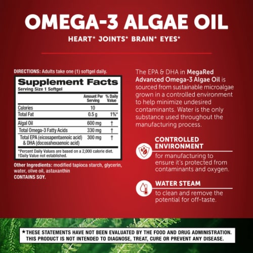 Schiff MegaRed Omega-3 Algae Oil Dietary Supplement Softgels Perspective: back