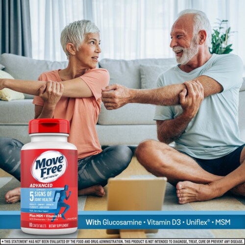 Move Free MSM Vitamin D3 + Glucosamine Chondroitin Joint Health Supplement Tablets Perspective: back