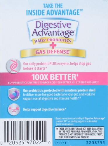 Schiff® Digestive Advantage® Fast Acting Enzymes & Daily Probiotic Capsules Perspective: back