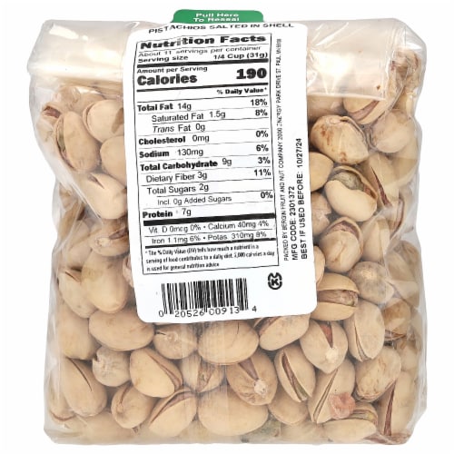 Bergin Fruit and Nut Company Pistachios Salted in Shell - 12 oz (340 g) Perspective: back