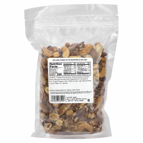 Bergin Fruit and Nut Company Deluxe Mixed Nuts Roasted & Salted - 16 oz (454 g) Perspective: back