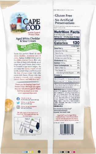 Cape Cod Reduced Fat Aged White Cheddar & Sour Cream Kettle Cooked Potato Chips Perspective: back