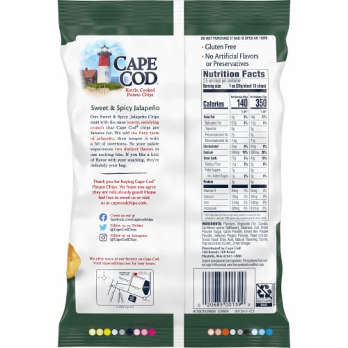 Cape Cod® Sweet & Spicy Jalapeno Kettle Cooked Potato Chips Perspective: back
