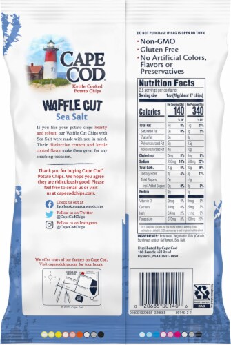 Cape Cod Waffle Cut Sea Salt Kettle Cooked Potato Chips Perspective: back
