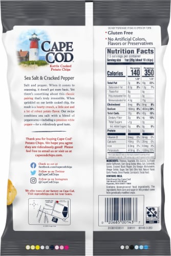 Cape Cod Sea Salt & Cracked Pepper Kettle Cooked Potato Chips Perspective: back