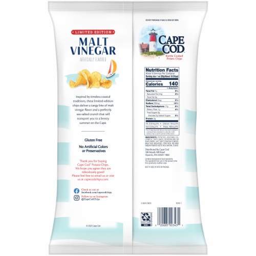 Cape Cod® Malt Vinegar Flavored Kettle Cooked Potato Chips Perspective: back