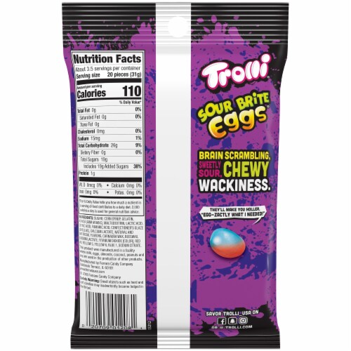 Trolli® Sour Brite Eggs® Candy Bag Perspective: back
