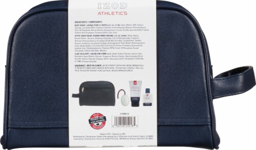 IZOD Athletics Blue Leather Dopp Bag Travel Set Perspective: back