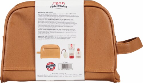 IZOD Salt Water Leather Dopp Bag Travel Set Perspective: back