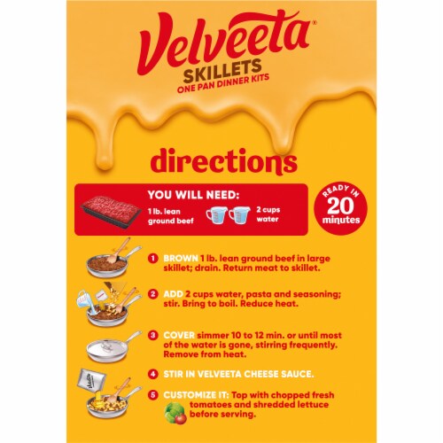 Velveeta Skillets Ultimate Cheeseburger Mac with Cheese One Pan Kit with Cheese Sauce & Seasonings Perspective: back