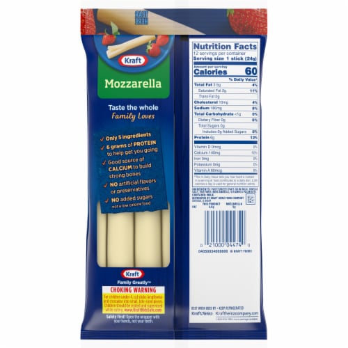 Kraft String Cheese Mozzarella Cheese Snacks with 2% Milk Perspective: back