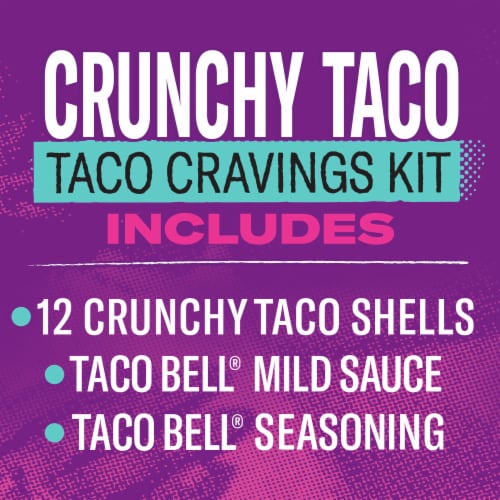 Taco Bell Crunchy Taco Kit with 12 Crunchy Taco Shells, Taco Bell Mild Sauce & Seasoning Box Perspective: back