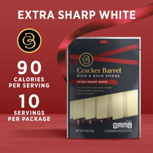 Cracker Barrel Rich & Bold Extra Sharp White Cheddar Cheese Snacks Perspective: back