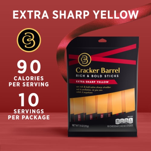 Cracker Barrel Rich & Bold Extra Sharp Yellow Cheddar Cheese Snacks Perspective: back