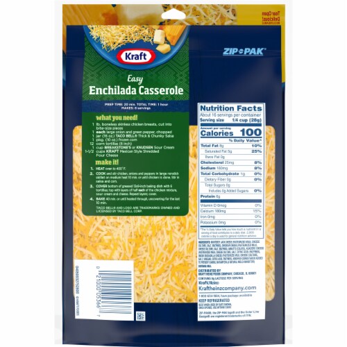 Kraft Mexican Style Shredded Four Cheese Blend Perspective: back