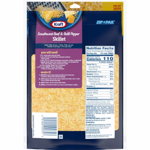 Kraft Shredded Colby Jack Cheese Perspective: back
