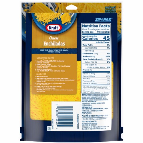 Kraft Fat Free Cheddar Shredded Cheese Perspective: back