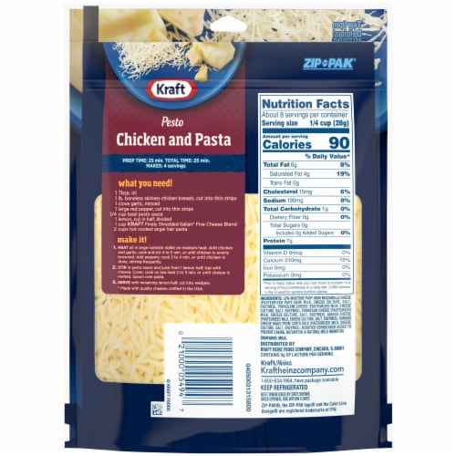 Kraft Italian Five Cheese Blend Shredded Cheese Perspective: back