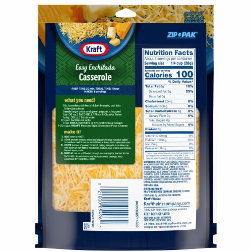 Kraft Mexican Style Four Cheese Blend Shredded Cheese Perspective: back