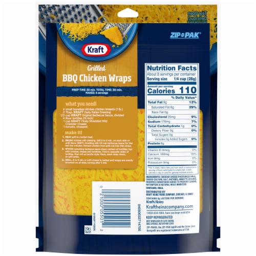 Kraft Mild Cheddar Finely Shredded Cheese Perspective: back