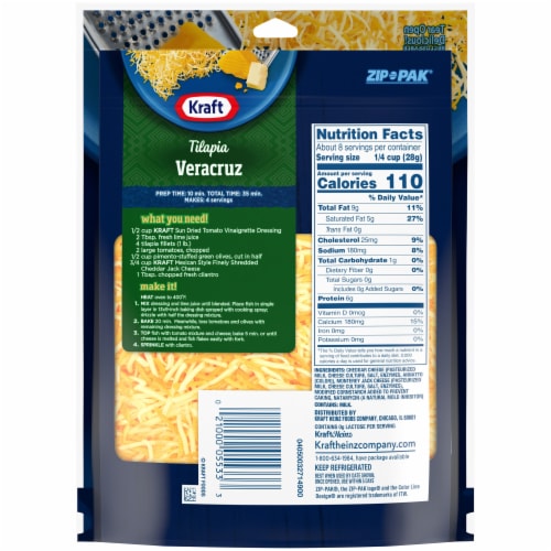 Kraft Mexican Style Cheddar Jack Finely Shredded Cheese Perspective: back