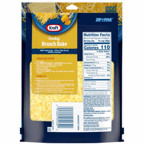 Kraft Triple Cheddar Finely Shredded Cheese Perspective: back