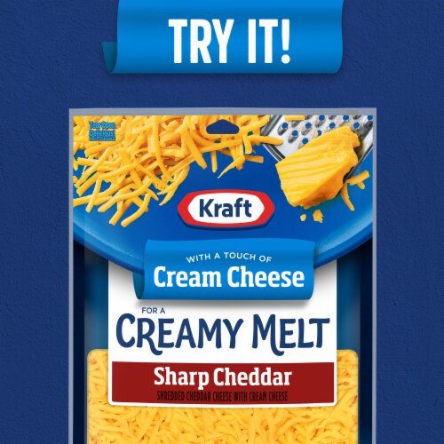 Kraft Sharp Cheddar Shredded Cheese with a Touch of Philadelphia for a Creamy Melt Perspective: back