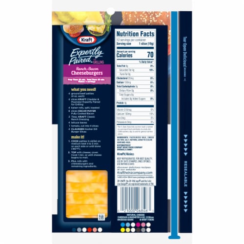 Kraft Expertly Paired Cheddar & Muenster Cheese Slices for Grilling Perspective: back