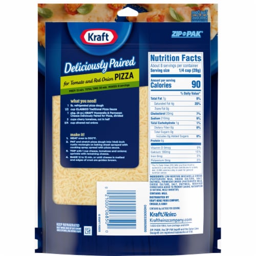 Kraft Deliciously Paired Mozzarella & Parmesan Shredded Cheese for Pizza Perspective: back
