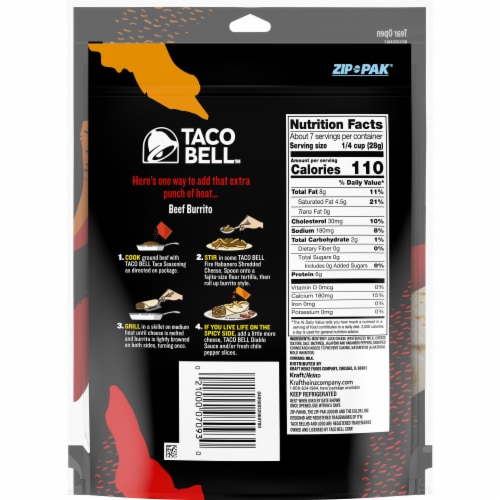 Taco Bell Fire Habanero Monterey Jack Shredded Cheese with Jalapeno & Habanero Peppers Perspective: back