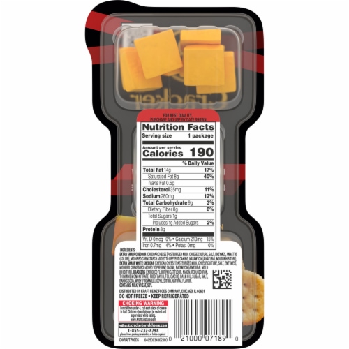 Cracker Barrel Bites with Extra Sharp Yellow & Extra Sharp White Cheddar Cheese with Butter Crackers Perspective: back
