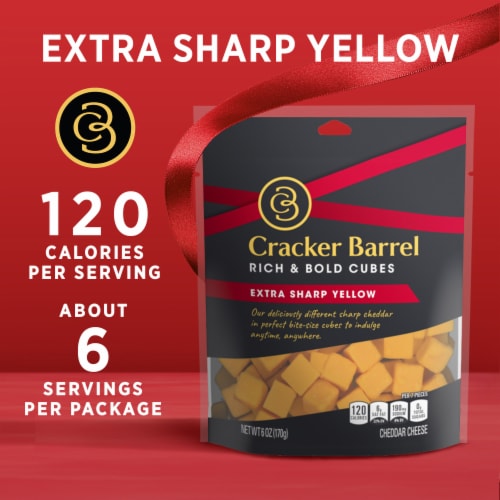 Cracker Barrel Rich & Bold Extra Sharp Yellow Cheddar Cheese Cubes Perspective: back