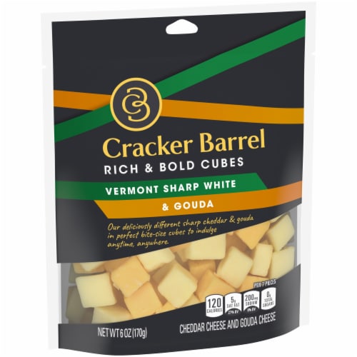 Cracker Barrel Rich & Bold Vermont Sharp White Cheddar & Gouda Cheese Cubes Perspective: back