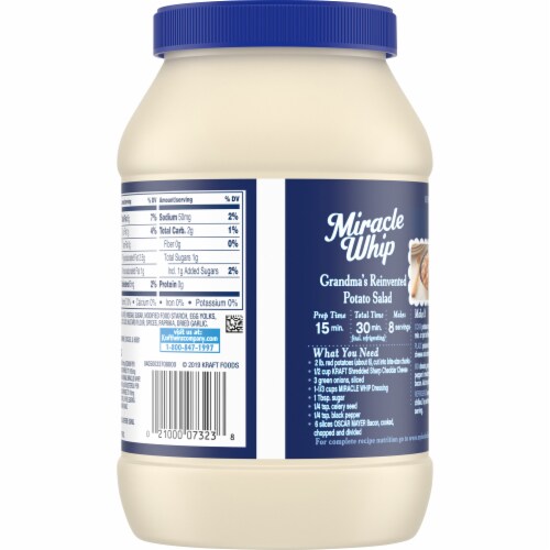 Miracle Whip 50% Less Sodium & Cholesterol Mayo like Dressing Perspective: back