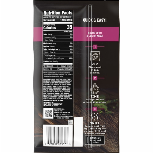 Kraft Marinade In-A-Bag Sweet Teriyaki Liquid Marinade Perspective: back