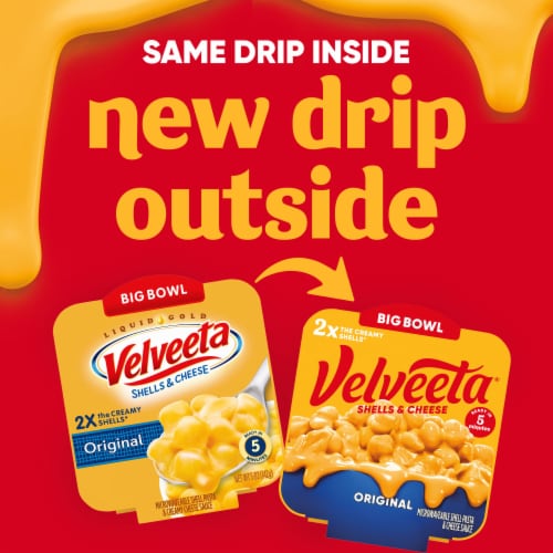 Velveeta Shells and Cheese Macaroni and Cheese Cups Easy Microwavable Big Bowl Dinner Perspective: back