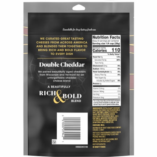 Cracker Barrel Double Cheddar Bold Cut Shredded Cheese Perspective: back