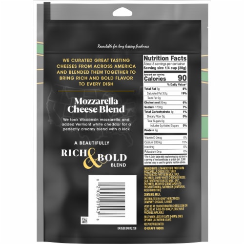 Cracker Barrel Mozzarella Cheese Blend Bold Cut Shredded Cheese Perspective: back