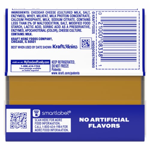 Kraft Singles Sharp Cheddar Cheese Slices Perspective: back